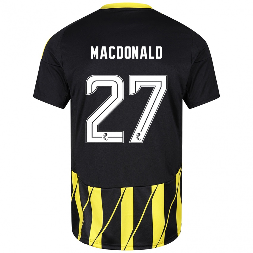 Hombre Camiseta Angus Macdonald #27 Negro Amarillo 2ª Equipación 2024/25 La Camisa Argentina