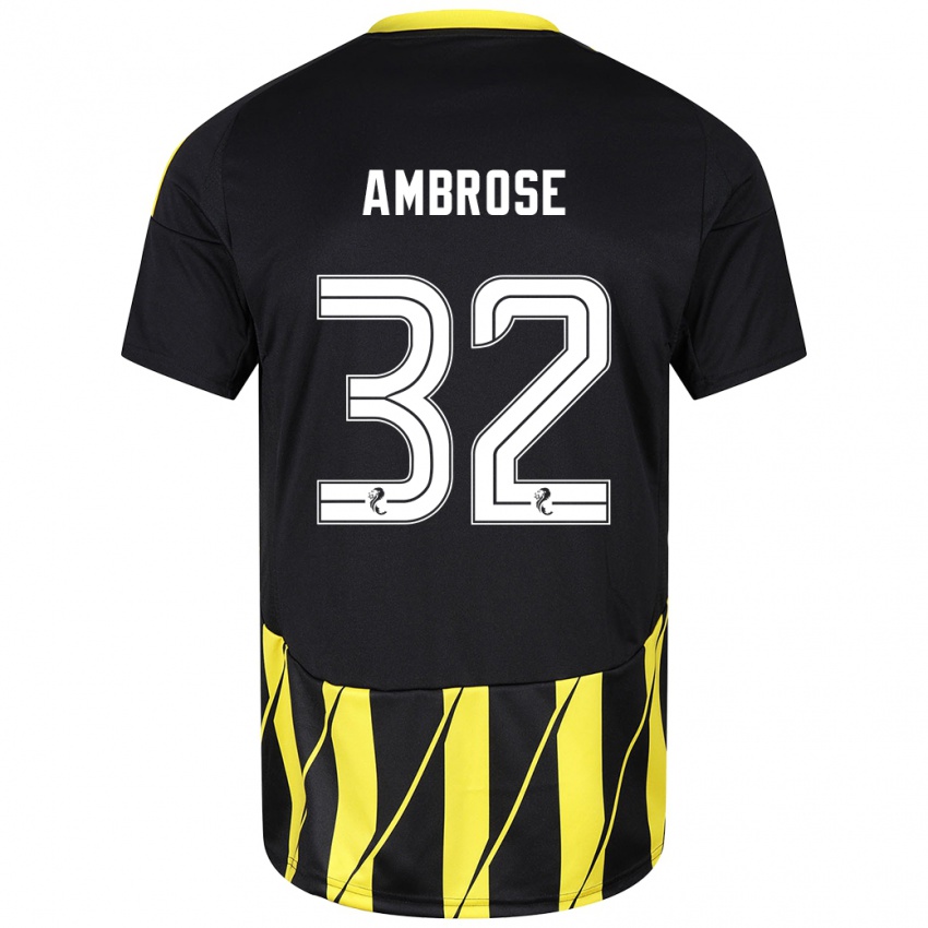 Hombre Camiseta Peter Ambrose #32 Negro Amarillo 2ª Equipación 2024/25 La Camisa Argentina