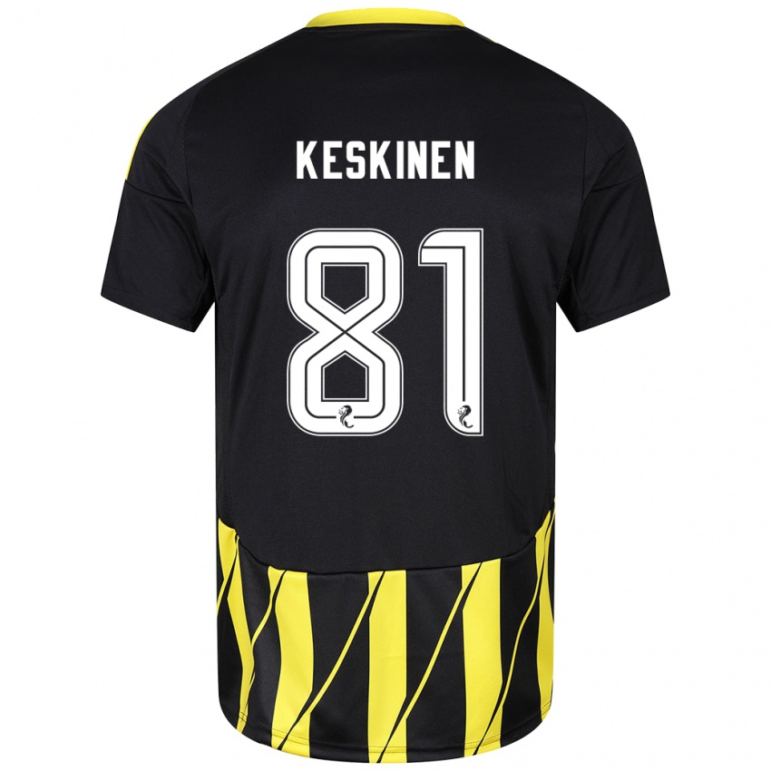 Hombre Camiseta Topi Keskinen #81 Negro Amarillo 2ª Equipación 2024/25 La Camisa Argentina