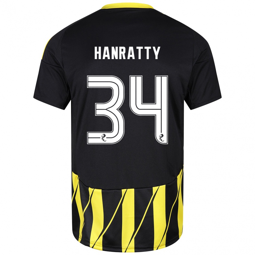 Hombre Camiseta Kevin Hanratty #34 Negro Amarillo 2ª Equipación 2024/25 La Camisa Argentina