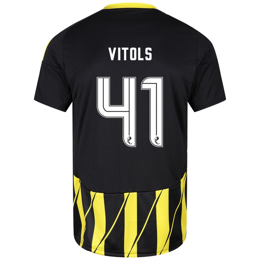 Hombre Camiseta Rodrigo Vitols #41 Negro Amarillo 2ª Equipación 2024/25 La Camisa Argentina