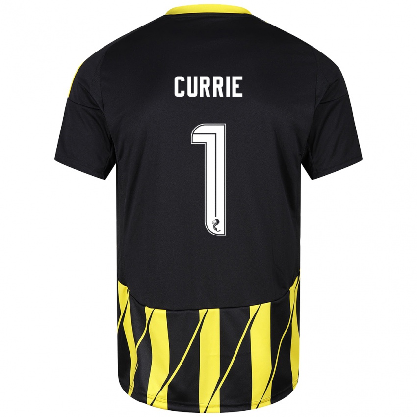 Hombre Camiseta Jennifer Currie #1 Negro Amarillo 2ª Equipación 2024/25 La Camisa Argentina