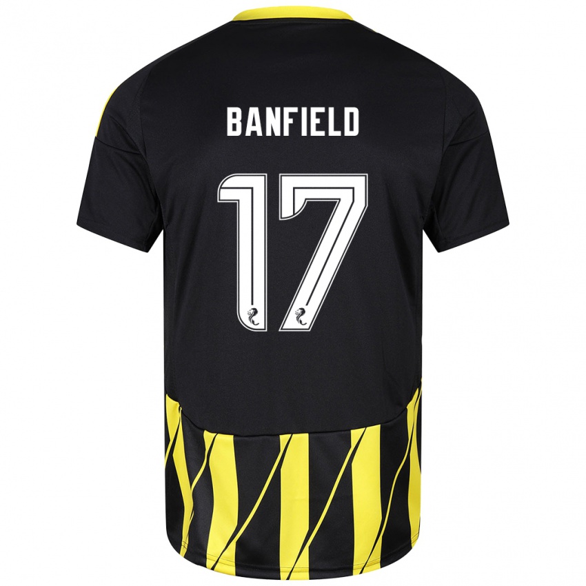 Hombre Camiseta Keeley Banfield #17 Negro Amarillo 2ª Equipación 2024/25 La Camisa Argentina