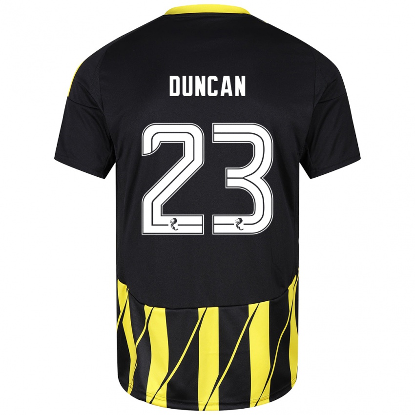 Hombre Camiseta Ryan Duncan #23 Negro Amarillo 2ª Equipación 2024/25 La Camisa Argentina