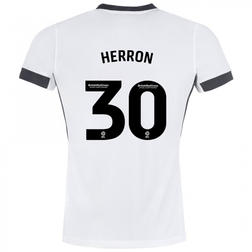 Hombre Camiseta Neve Herron #30 Blanco Negro 2ª Equipación 2024/25 La Camisa Argentina