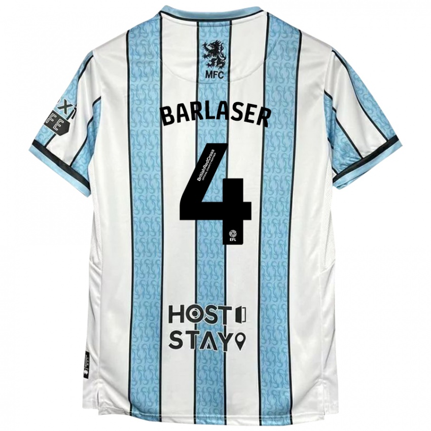 Hombre Camiseta Dan Barlaser #4 Blanco Azul 2ª Equipación 2024/25 La Camisa Argentina