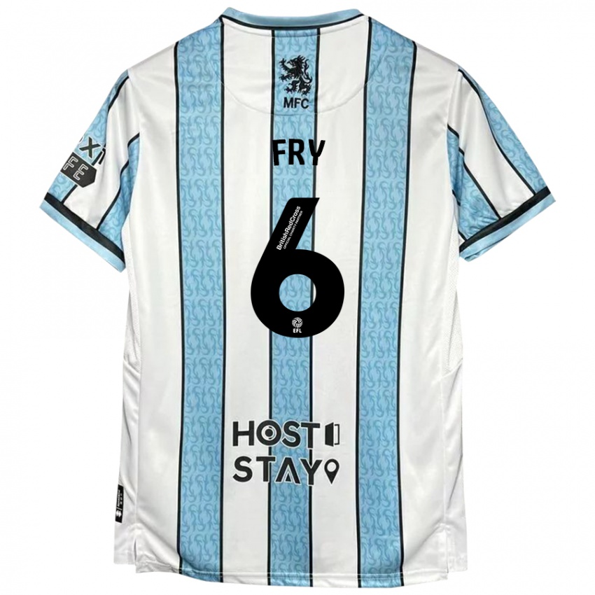 Hombre Camiseta Dael Fry #6 Blanco Azul 2ª Equipación 2024/25 La Camisa Argentina