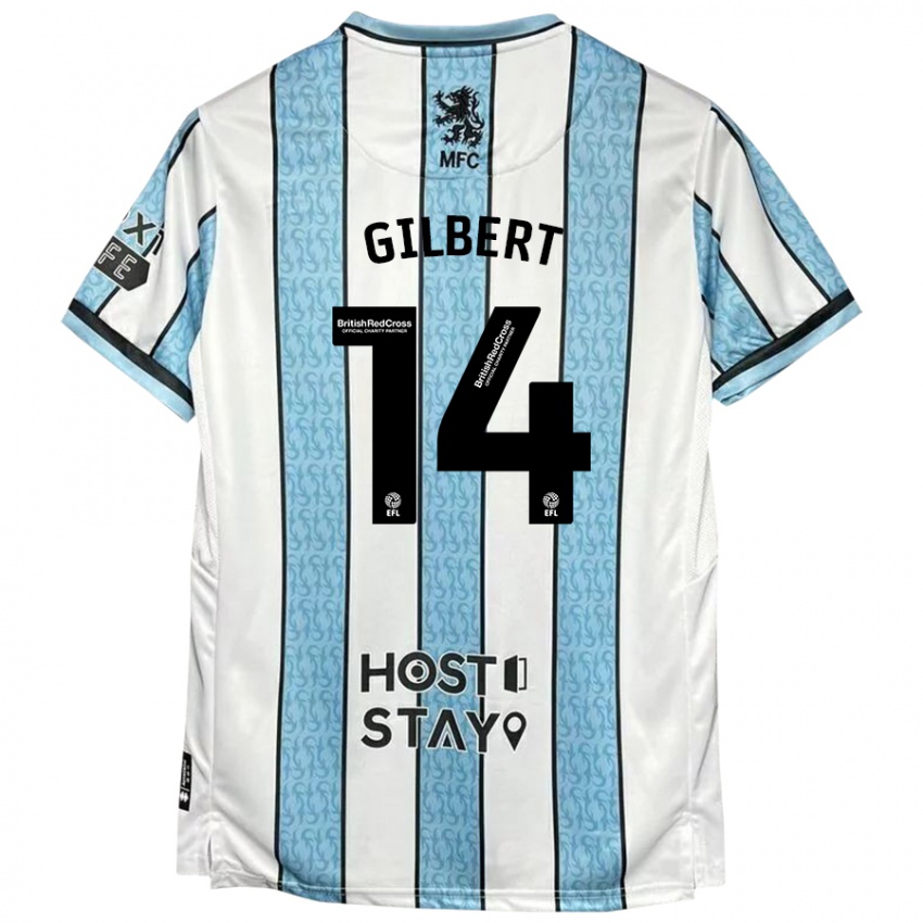 Hombre Camiseta Alex Gilbert #14 Blanco Azul 2ª Equipación 2024/25 La Camisa Argentina