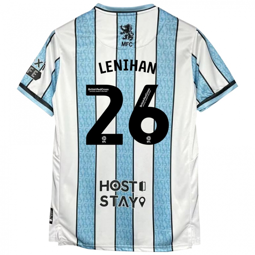 Hombre Camiseta Darragh Lenihan #26 Blanco Azul 2ª Equipación 2024/25 La Camisa Argentina