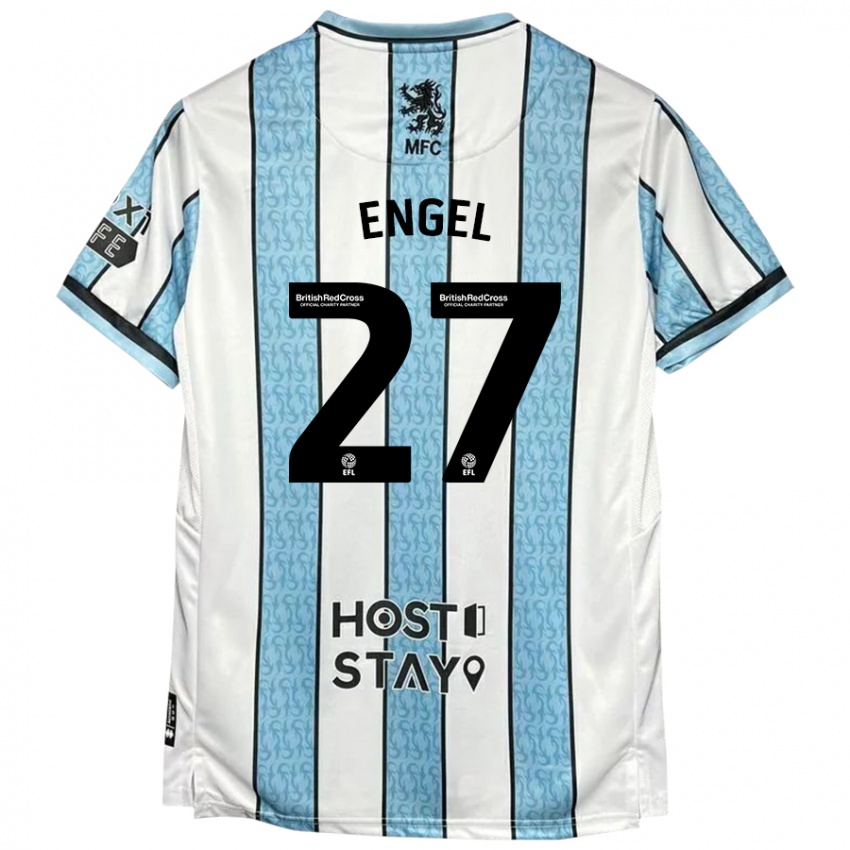 Hombre Camiseta Lukas Engel #27 Blanco Azul 2ª Equipación 2024/25 La Camisa Argentina