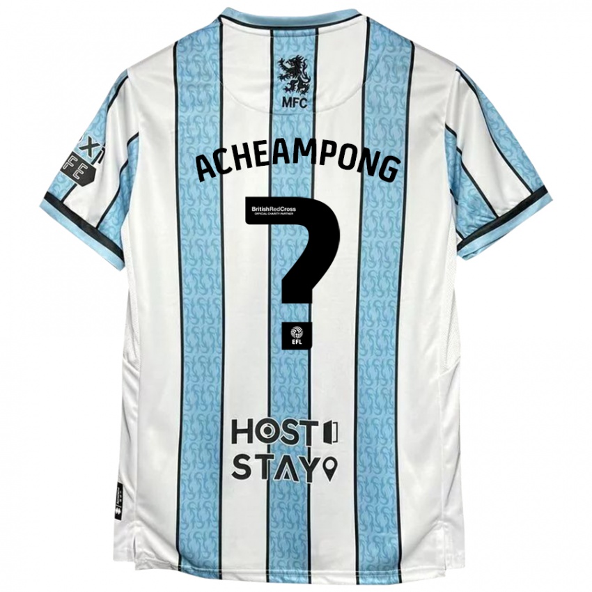 Hombre Camiseta Prince Acheampong #0 Blanco Azul 2ª Equipación 2024/25 La Camisa Argentina