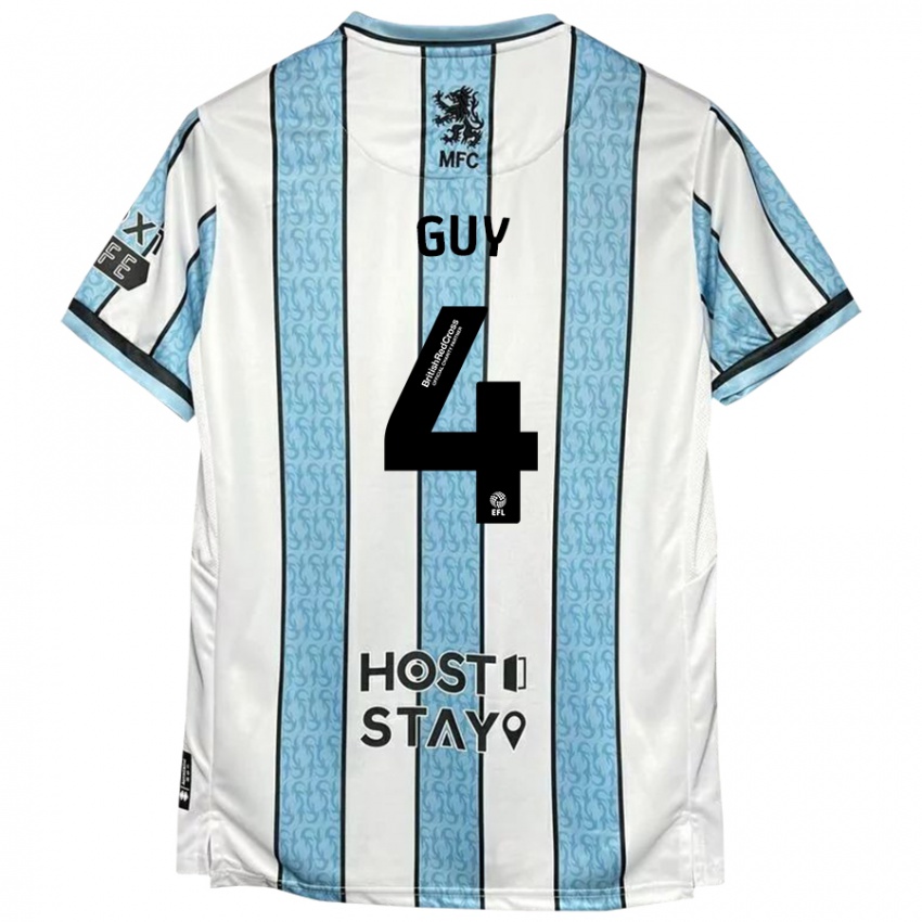 Hombre Camiseta Bethany Guy #4 Blanco Azul 2ª Equipación 2024/25 La Camisa Argentina