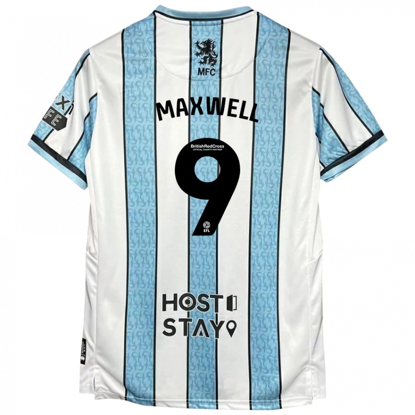 Hombre Camiseta Armani Maxwell #9 Blanco Azul 2ª Equipación 2024/25 La Camisa Argentina