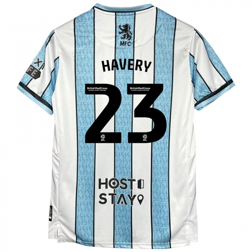 Hombre Camiseta Nicole Havery #23 Blanco Azul 2ª Equipación 2024/25 La Camisa Argentina