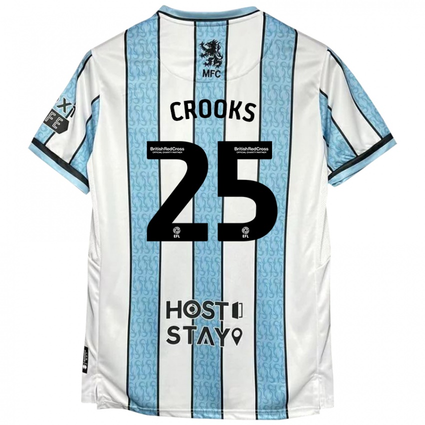 Hombre Camiseta Matt Crooks #25 Blanco Azul 2ª Equipación 2024/25 La Camisa Argentina