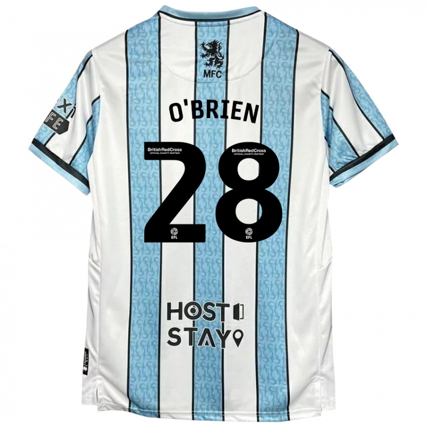 Hombre Camiseta Lewis O'brien #28 Blanco Azul 2ª Equipación 2024/25 La Camisa Argentina