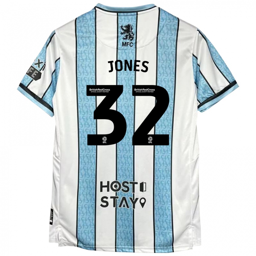 Hombre Camiseta Jamie Jones #32 Blanco Azul 2ª Equipación 2024/25 La Camisa Argentina