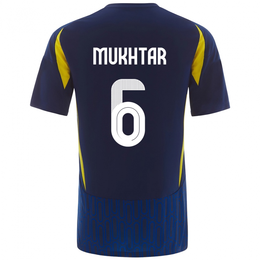 Hombre Camiseta Mukhtar Ali #6 Azul Amarillo 2ª Equipación 2024/25 La Camisa Argentina