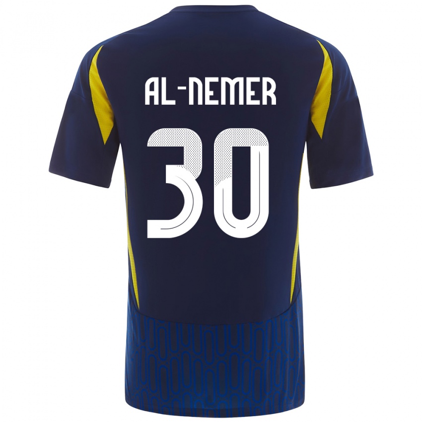 Hombre Camiseta Meshari Al-Nemer #30 Azul Amarillo 2ª Equipación 2024/25 La Camisa Argentina