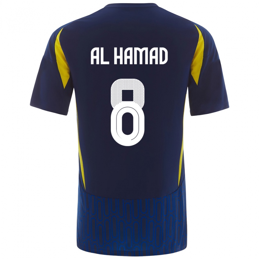 Hombre Camiseta Sara Al-Hamad #8 Azul Amarillo 2ª Equipación 2024/25 La Camisa Argentina