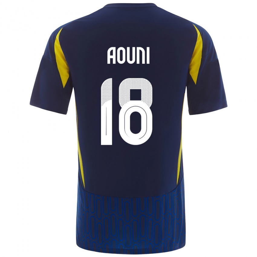 Hombre Camiseta Samia Aouni #18 Azul Amarillo 2ª Equipación 2024/25 La Camisa Argentina