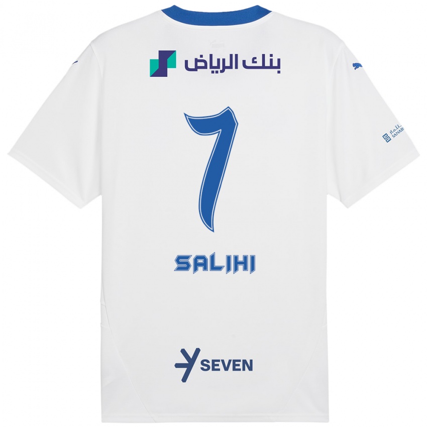 Hombre Camiseta Shokhan Salihi #7 Blanco Azul 2ª Equipación 2024/25 La Camisa Argentina