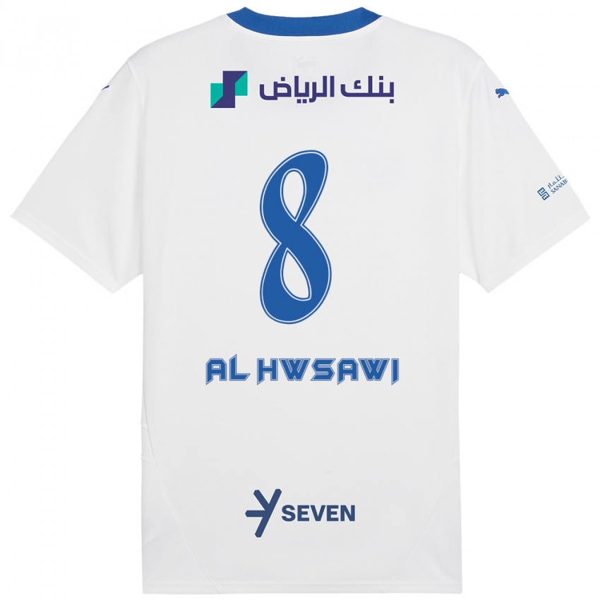 Hombre Camiseta Al Bandari Al-Hwsawi #8 Blanco Azul 2ª Equipación 2024/25 La Camisa Argentina