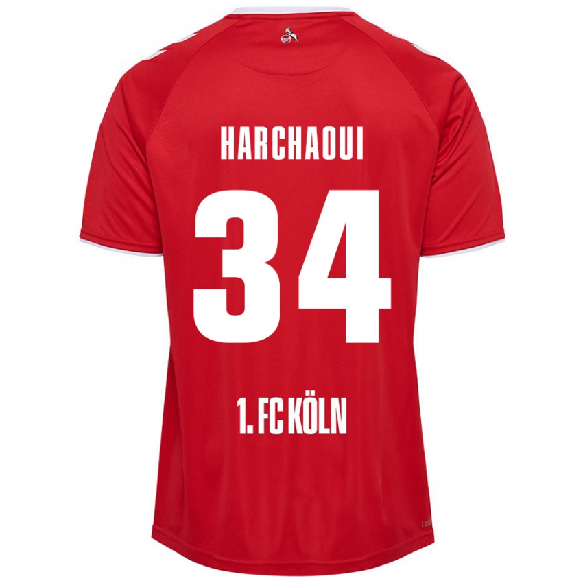 Hombre Camiseta Fayssal Harchaoui #34 Rojo Blanco 2ª Equipación 2024/25 La Camisa Argentina