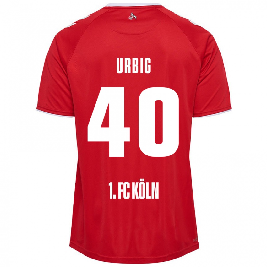 Hombre Camiseta Jonas Urbig #40 Rojo Blanco 2ª Equipación 2024/25 La Camisa Argentina