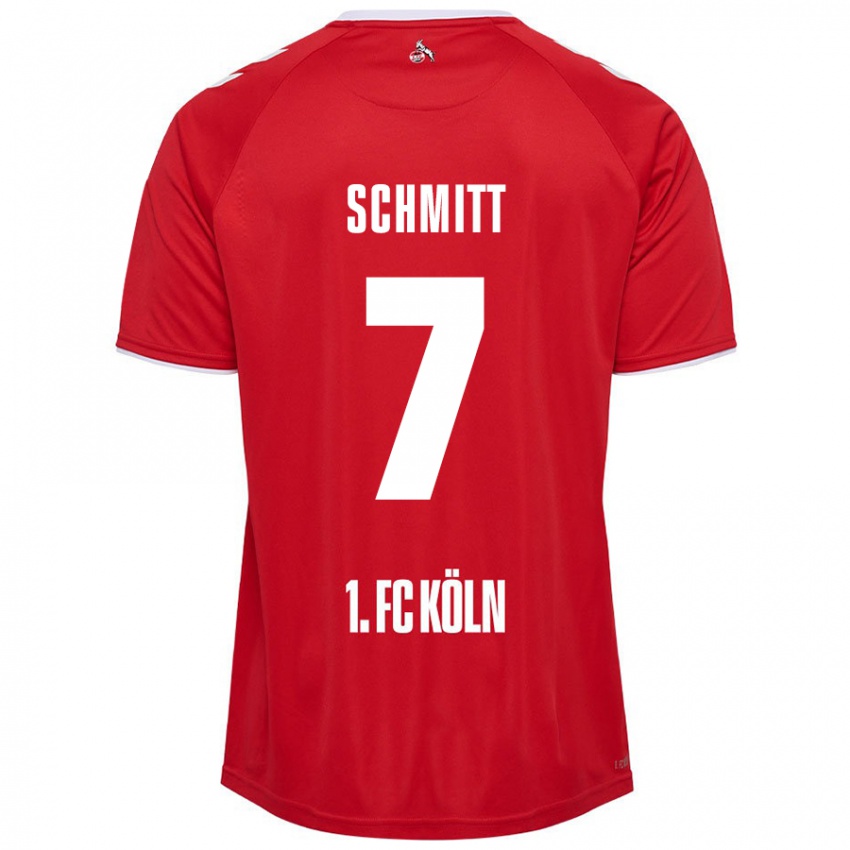 Hombre Camiseta Oliver Schmitt #7 Rojo Blanco 2ª Equipación 2024/25 La Camisa Argentina