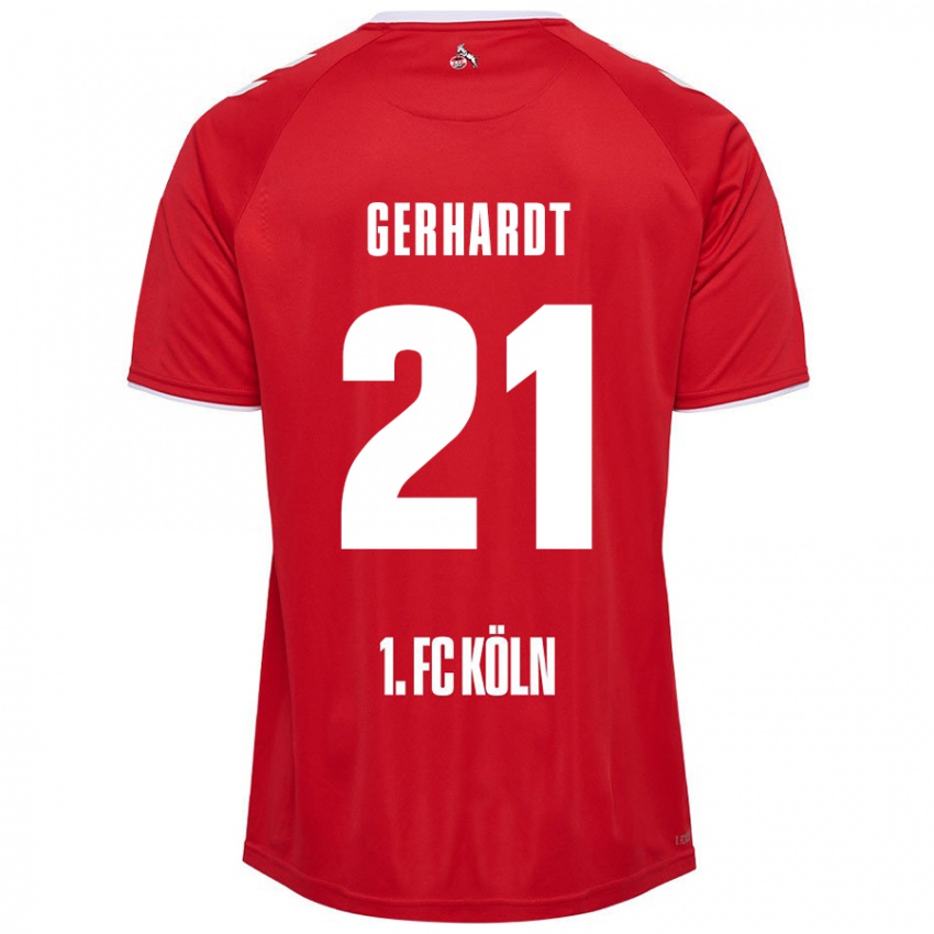 Hombre Camiseta Anna Gerhardt #21 Rojo Blanco 2ª Equipación 2024/25 La Camisa Argentina