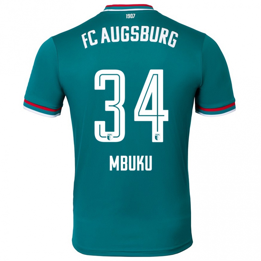 Hombre Camiseta Nathanaël Mbuku #34 Verde Oscuro 2ª Equipación 2024/25 La Camisa Argentina