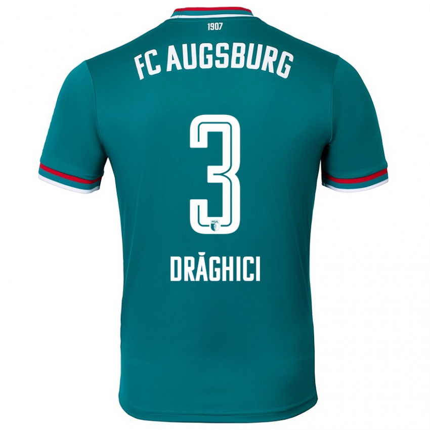 Hombre Camiseta Robert Drăghici #3 Verde Oscuro 2ª Equipación 2024/25 La Camisa Argentina