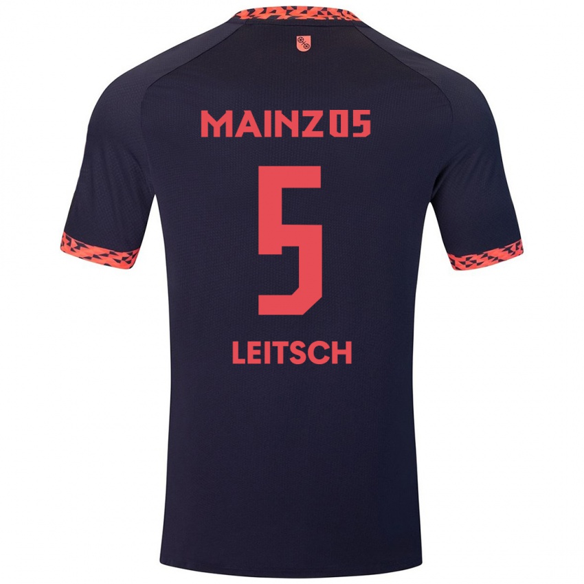 Hombre Camiseta Maxim Leitsch #5 Azul Coral Rojo 2ª Equipación 2024/25 La Camisa Argentina