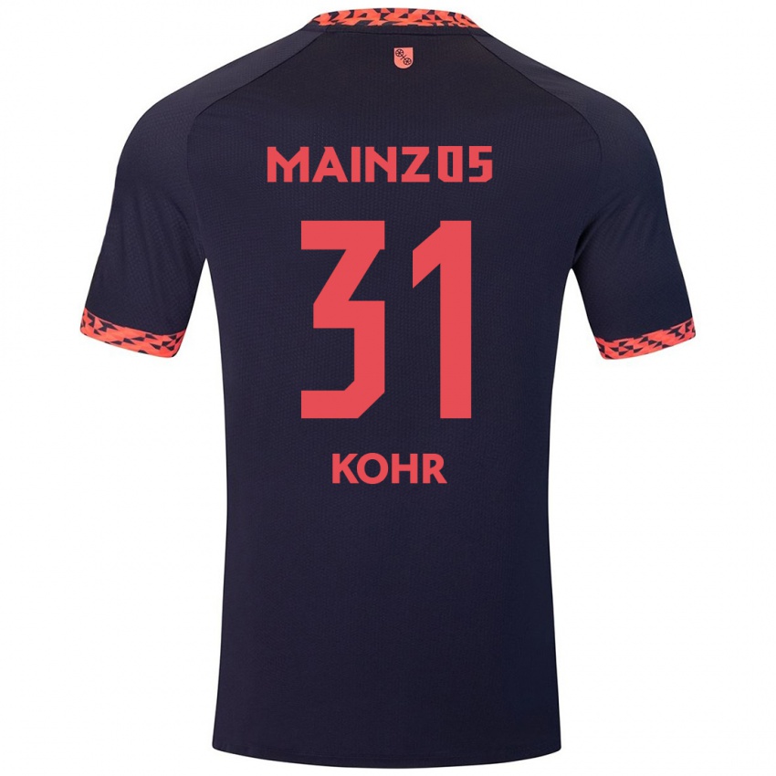 Hombre Camiseta Dominik Kohr #31 Azul Coral Rojo 2ª Equipación 2024/25 La Camisa Argentina