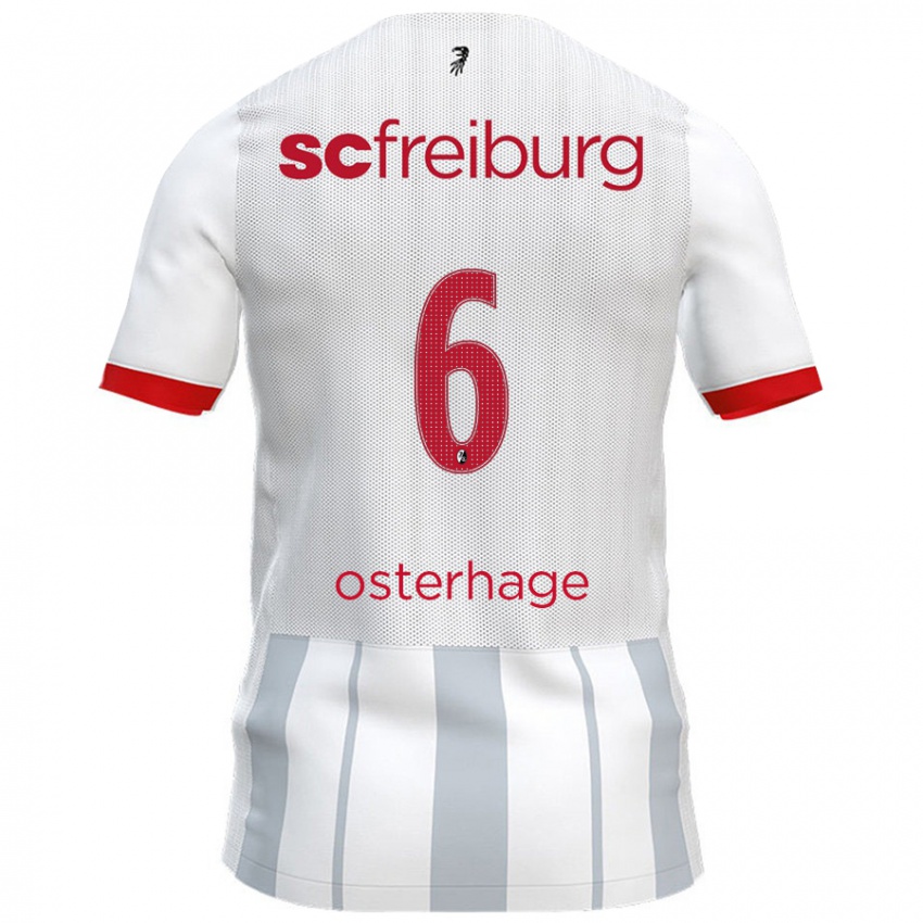 Hombre Camiseta Patrick Osterhage #6 Blanco Gris 2ª Equipación 2024/25 La Camisa Argentina