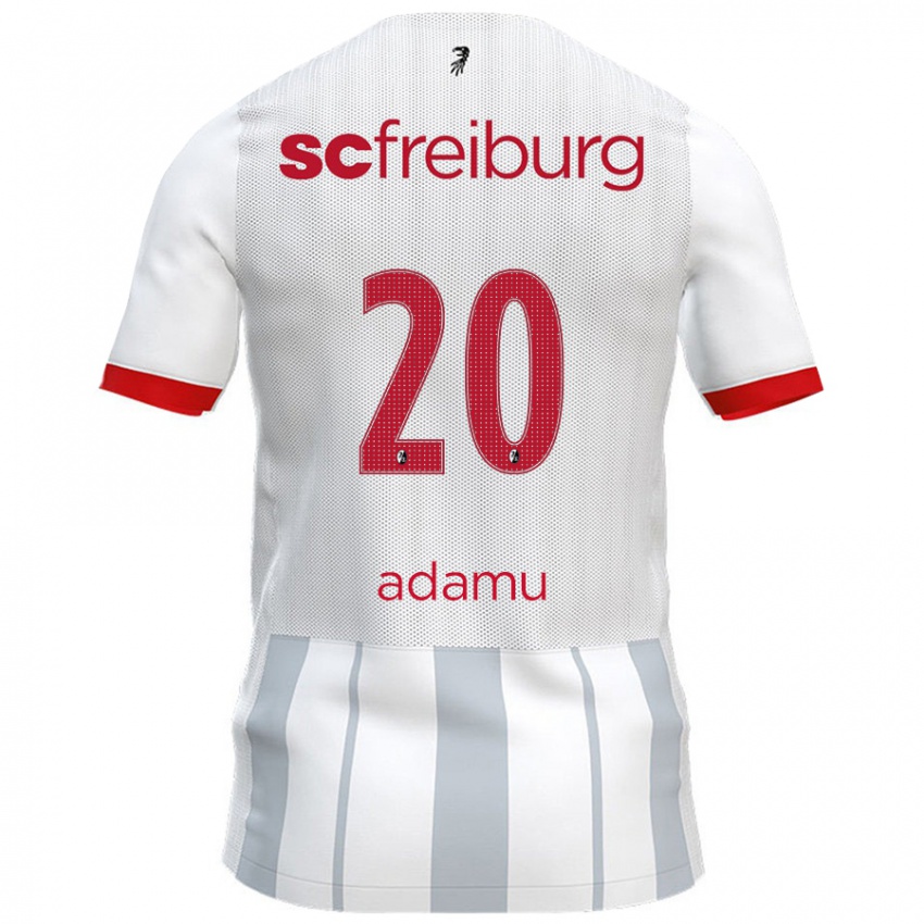 Hombre Camiseta Junior Adamu #20 Blanco Gris 2ª Equipación 2024/25 La Camisa Argentina