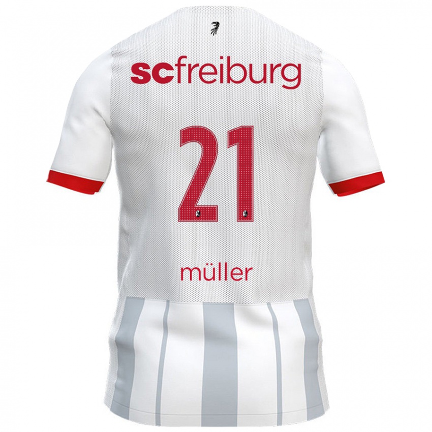 Hombre Camiseta Florian Müller #21 Blanco Gris 2ª Equipación 2024/25 La Camisa Argentina