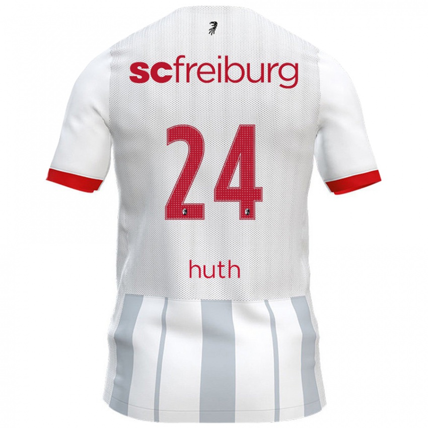 Hombre Camiseta Jannik Huth #24 Blanco Gris 2ª Equipación 2024/25 La Camisa Argentina