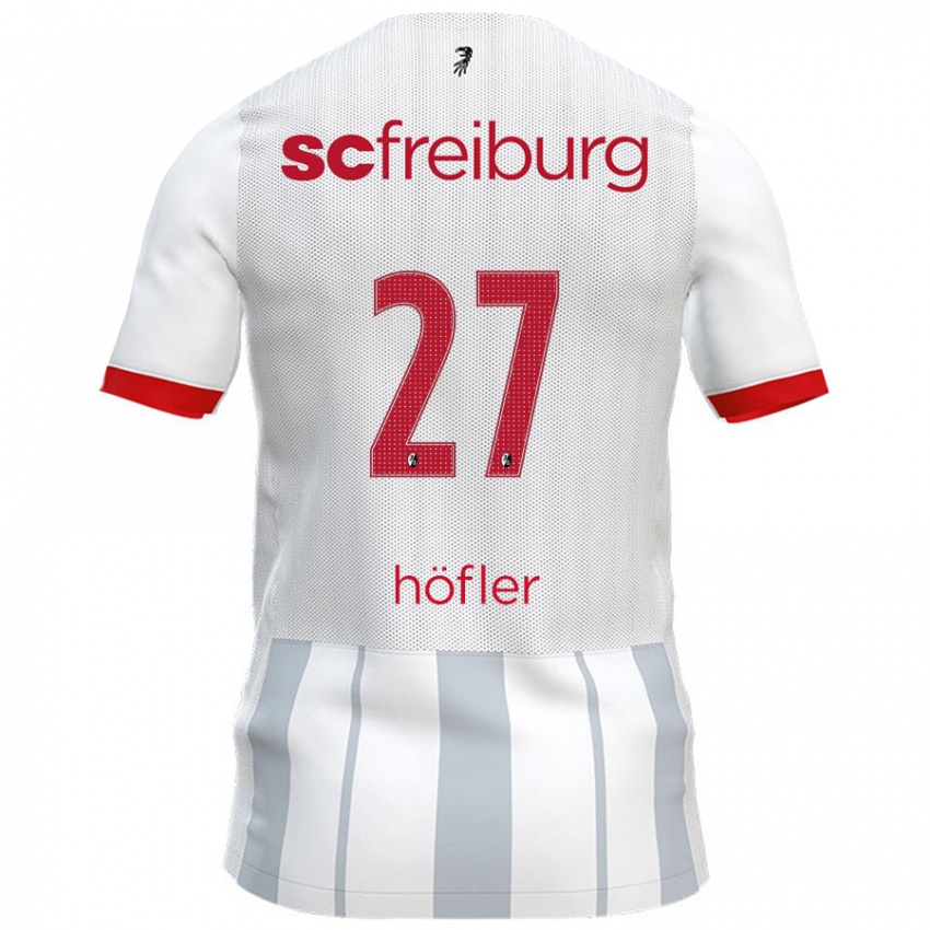 Hombre Camiseta Nicolas Höfler #27 Blanco Gris 2ª Equipación 2024/25 La Camisa Argentina