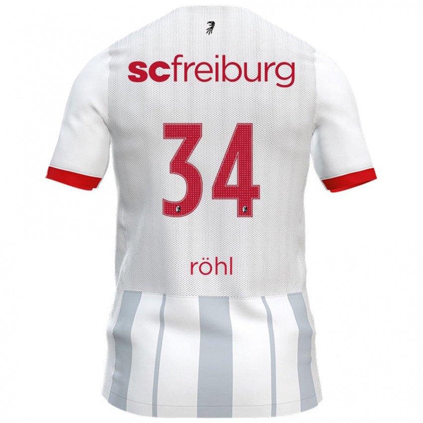 Hombre Camiseta Merlin Röhl #34 Blanco Gris 2ª Equipación 2024/25 La Camisa Argentina