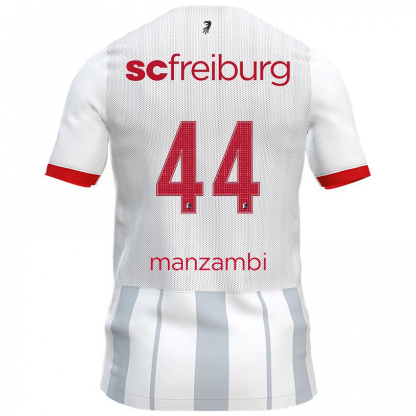 Hombre Camiseta Johan Manzambi #44 Blanco Gris 2ª Equipación 2024/25 La Camisa Argentina