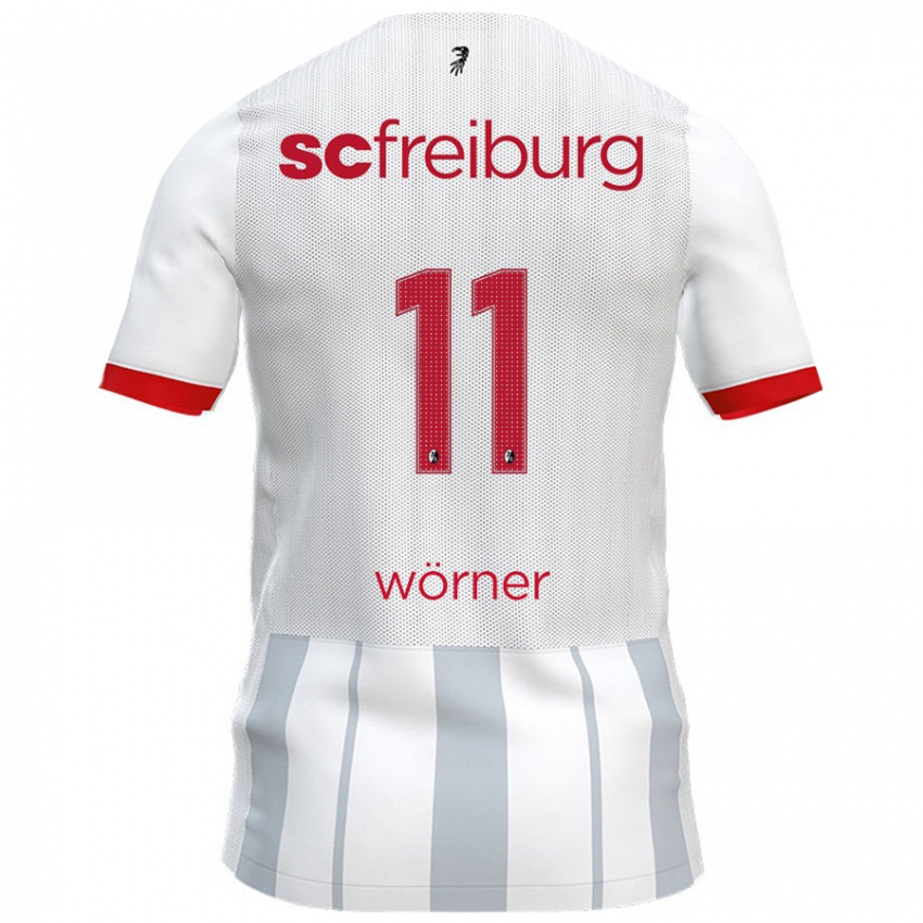 Hombre Camiseta Marco Wörner #11 Blanco Gris 2ª Equipación 2024/25 La Camisa Argentina