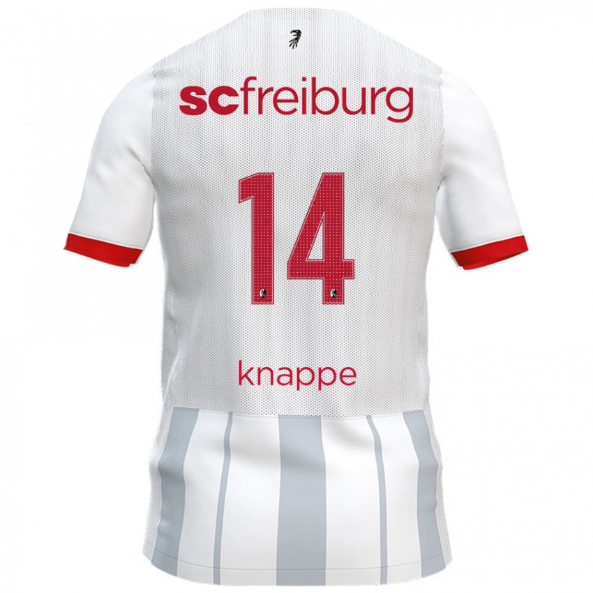 Hombre Camiseta Davino Knappe #14 Blanco Gris 2ª Equipación 2024/25 La Camisa Argentina