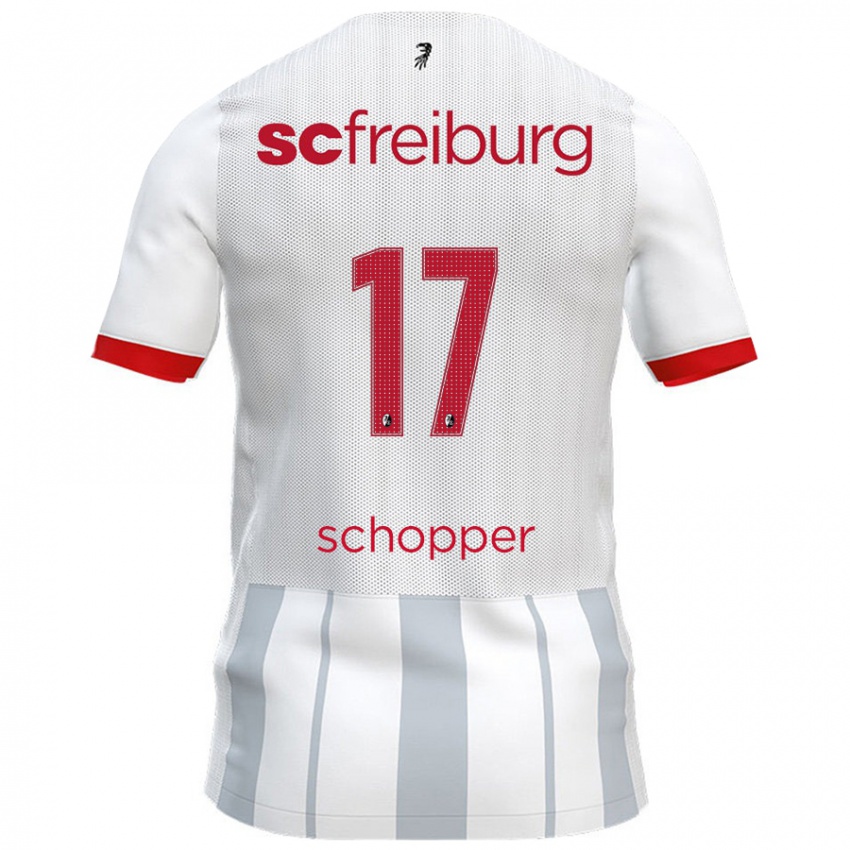 Hombre Camiseta David Schopper #17 Blanco Gris 2ª Equipación 2024/25 La Camisa Argentina