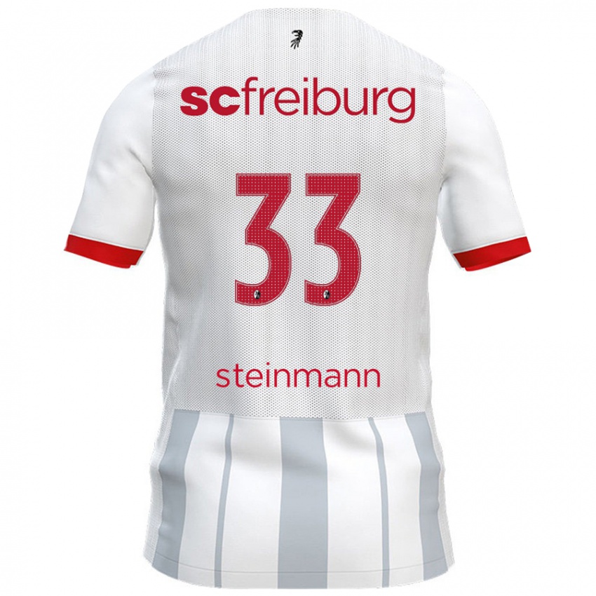 Hombre Camiseta Karl Steinmann #33 Blanco Gris 2ª Equipación 2024/25 La Camisa Argentina