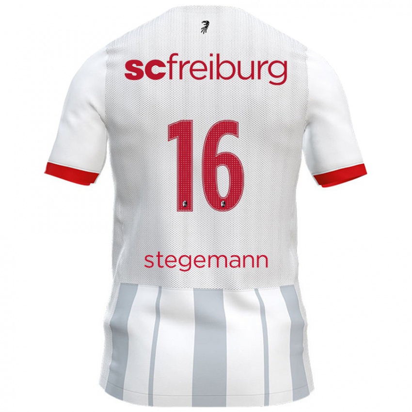 Hombre Camiseta Greta Stegemann #16 Blanco Gris 2ª Equipación 2024/25 La Camisa Argentina