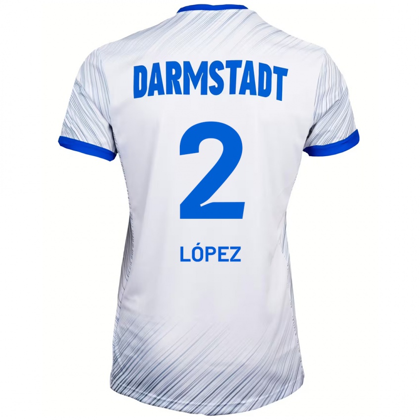 Hombre Camiseta Sergio López #2 Blanco Azul 2ª Equipación 2024/25 La Camisa Argentina