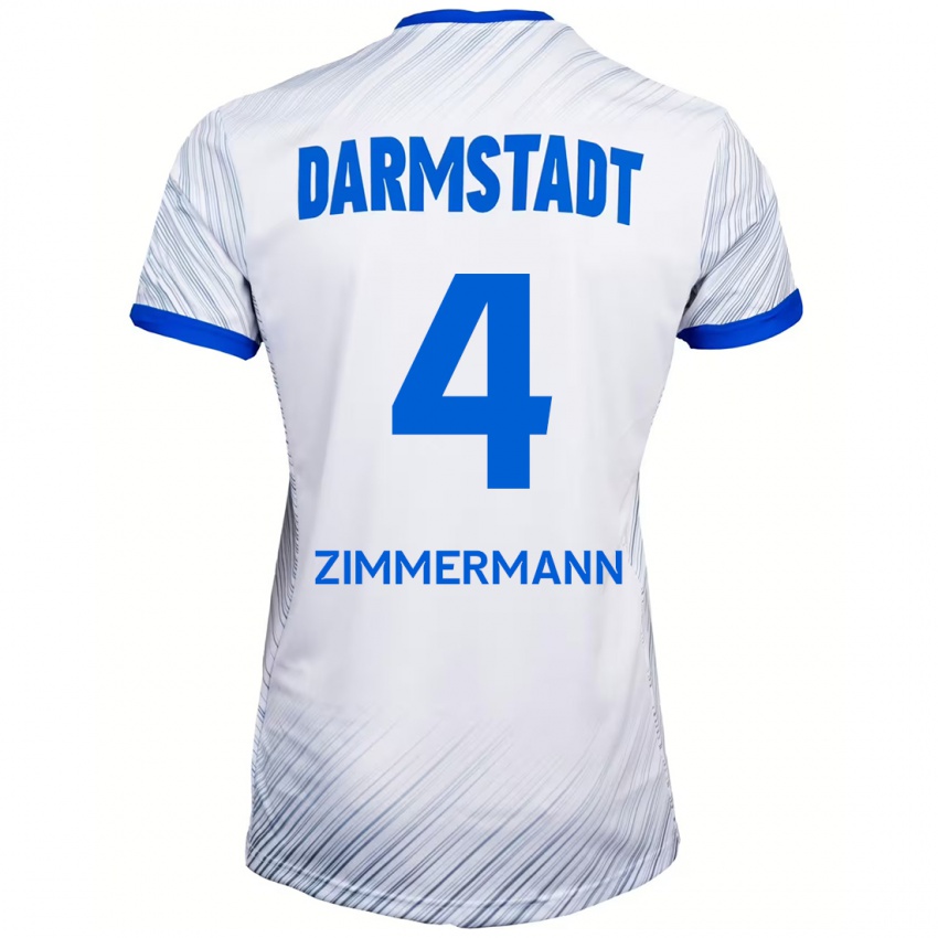 Hombre Camiseta Christoph Zimmermann #4 Blanco Azul 2ª Equipación 2024/25 La Camisa Argentina