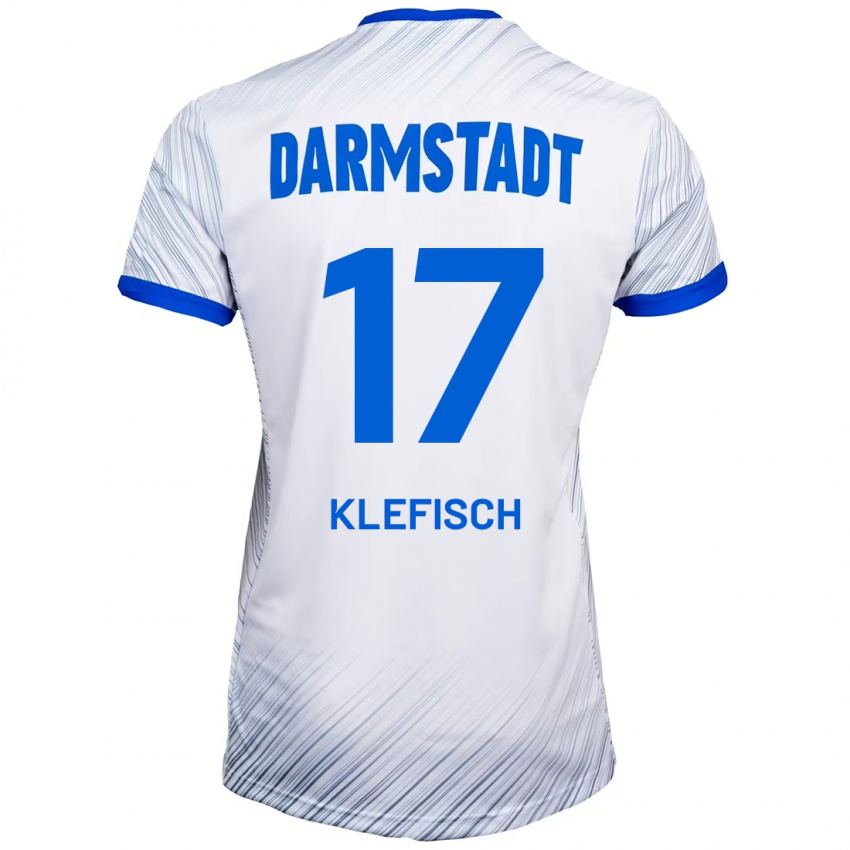 Hombre Camiseta Kai Klefisch #17 Blanco Azul 2ª Equipación 2024/25 La Camisa Argentina